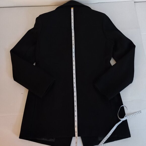 Kenneth Cole Asymmetrical Wool Blend Black Double Breasted Pea Coat Womens Small - Picture 13 of 16